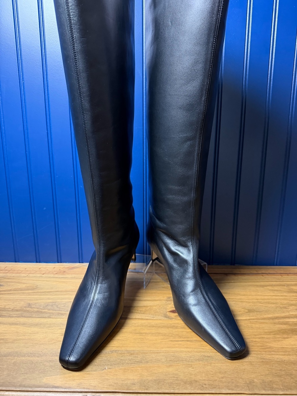 STAUD Wally Black Leather Knee High Boots Size 40 US 10 $495